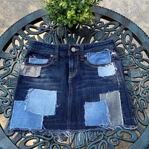 Patchwork denim mini skirt